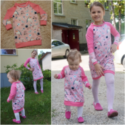 Õhukesest dressiriidest kleidid piigadele, suurused 86 ja 134.